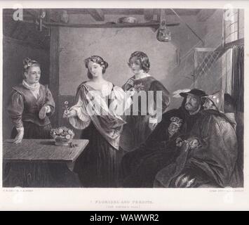 Print of Florizel and Perdita from Shakespeare's play 'The Winter's Tale'. Stock Photo