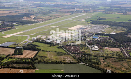 aerial view of Doncaster Sheffield Airport, Yorkshire, UK Stock Photo