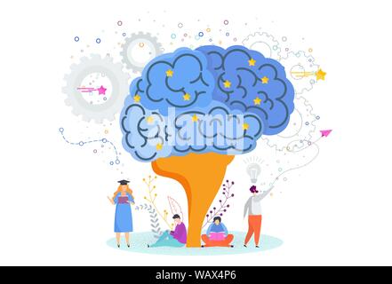Smart brain. Tree of knowledge. Metaphor of study, education. Stock Vector