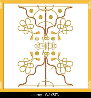 Square ornament with Irish knots for a fashionable silk scarf. Stock Vector