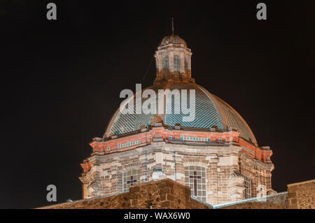 A night view of top roof of a church, in San Miguel de Allende, Guanajuato. MEXICO Stock Photo