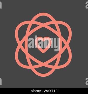Core Values Icon w Ovals and Heart to signify common belief system Stock Vector