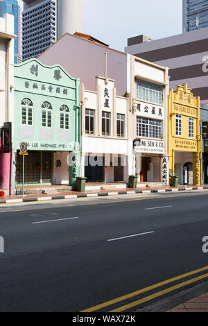 Vertical view of the beautiful conservation shophouse along South Bridge Road, Singapore Stock Photo