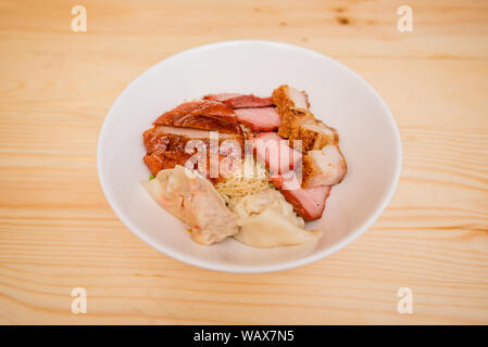 noodle with roasted duck and roast pork, Thai food, Chinese food Stock Photo