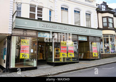 Lewes East Sussex UK - The Steamer Trading Cookshop in the High Street which is closing down Stock Photo