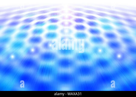 Hexagon perspective abstract background with blurred structure gradients and flares in blue colors Stock Photo