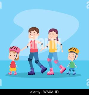 Family parents and kids cartoons Stock Vector