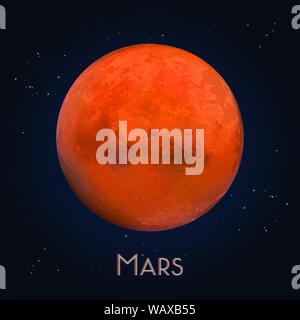 3d Mars or realistic Red Planet. Astronomy Stock Vector