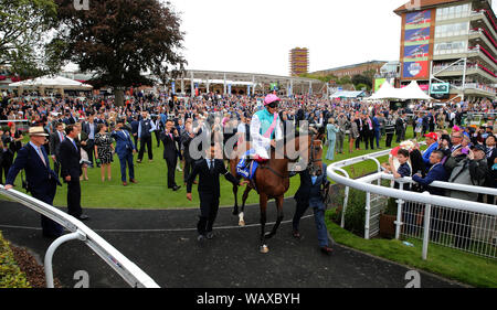 York Racecourse, UK. 22nd August, 2019. Enable Ridden By Frankie Dettori, Darley Yorkshire Oaks, 2019 Credit: Allstar Picture Library/Alamy Live News Stock Photo