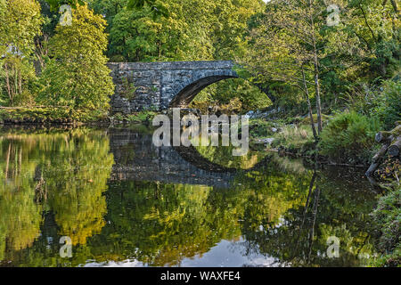 Beaver Bridge in autumn over Afon (River) Conwy near Betws-y-Coed Snowdonia National Park North Wales UK September 2018 Stock Photo