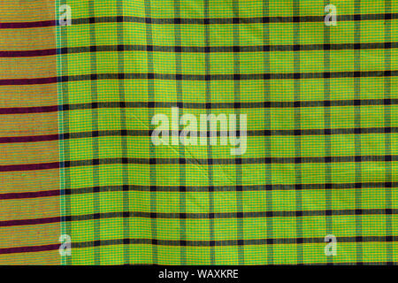 Black and Yellow strip cotton Gamcha(Bath towel) Fabrics Close-up Stock Photo