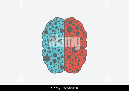 Brain Left and Right Hemispheres with network connections Mind Health Vector design Stock Vector