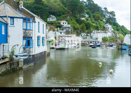 Polperro is a large village, civil parish, and fishing harbour within the Polperro Heritage Coastline in south Cornwall, England. Stock Photo