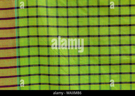 Black and Yellow strip cotton Gamcha(Bath towel) Fabrics Close-up Stock Photo