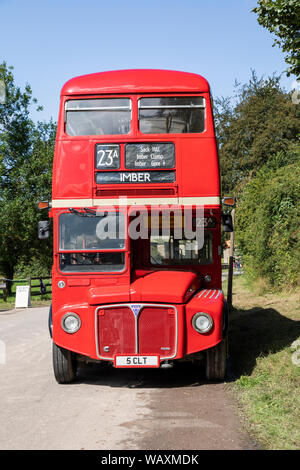 An abandoned London double-decker Routemaster bus in a Sussex field ...