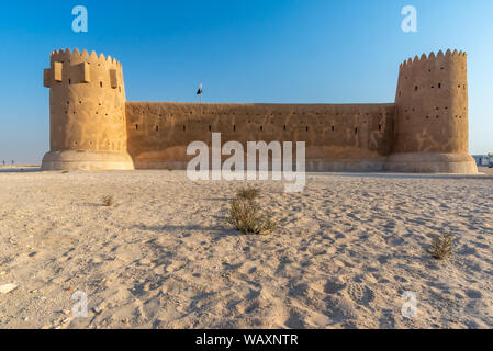 General side view of the Al Zubarah fort, Qatar Stock Photo