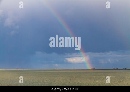 Rainbow over the North Sea near Amrum, Sylt Stock Photo