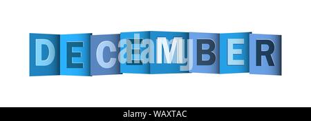 banner that says DECEMBER. Blue. Lettering for design and decoration. Stock Vector