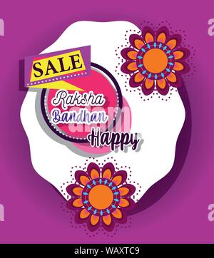 raksha bandhan mega sale poster flowers celebration vector illustration Stock Vector