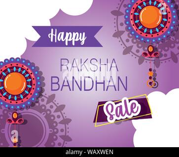 raksha bandhan mega sale poster hindu festival vector illustration Stock Vector