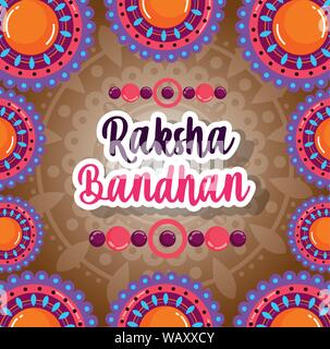 happy raksha bandhan poster advertisement flowers style design vector illustration Stock Vector