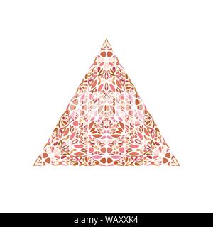 Colorful ornate floral mosaic triangle symbol template - abstract ornamental geometrical vector element with curved shapes Stock Vector