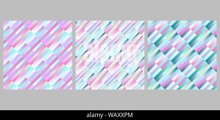 Geometrical stripe pattern background design set - abstract vector illustrations from diagonal rectangles Stock Vector