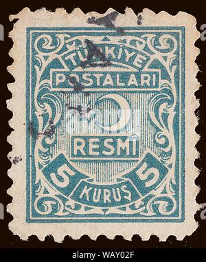 TURKEY - CIRCA 1948: A stamp printed in Turkey shows State Emblem of Turkey, circa 1948 Stock Photo