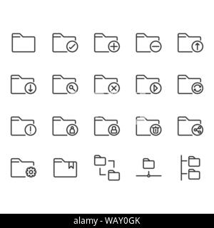 Folder related icon set. Vector illustration Stock Vector