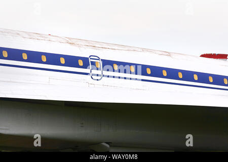 Old military airplane cabin close-up. Stock Photo