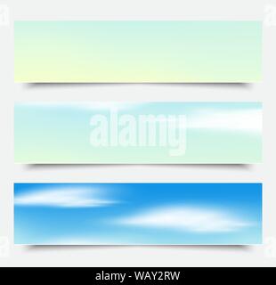 Banners, headers blue clouds set, vector. Stock Vector