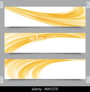 Set of banner templates. modern abstract design.Green transparent smoke wave Stock Vector