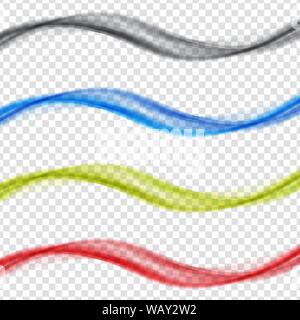 Abstract colored wave Set on Transparent Background. Vector Illustration. EPS10 Stock Vector