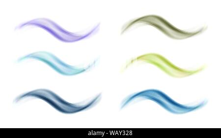 Abstract colored wave set on white background. Stock Vector