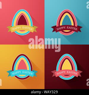 Colorful Easter eggs with ribbon.Background.Gift for Easter.Vector elements set for your design project. Stock Vector