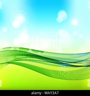 Green, sunny natural background, vector illustration. Stock Vector