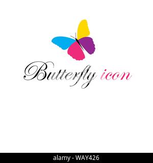 Vector graphics icon beautiful multi-colored butterfly Isolated on a white background. Design template for business card or poster, booklet. Stock Vector