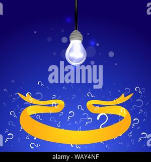 Creative idea poster with lamp and ribbon , creative cartoon illustration for web and print Stock Vector
