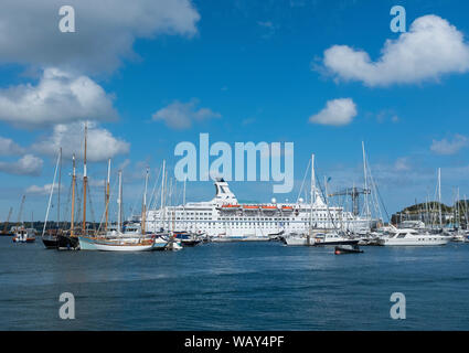 Cruise liner MS Astor moored at Falmouth harbour, Cornwall, England, UK Stock Photo