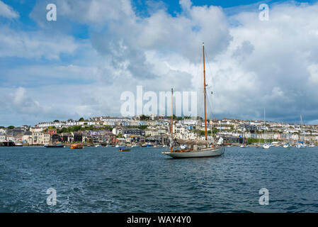 Falmouth harbour in Cornwall seen from the sea. UK Stock Photo