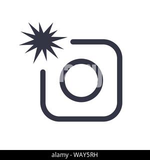 Photo camera sign icon with flash. Photo flash symbol. Modern UI website navigation. Stock Vector