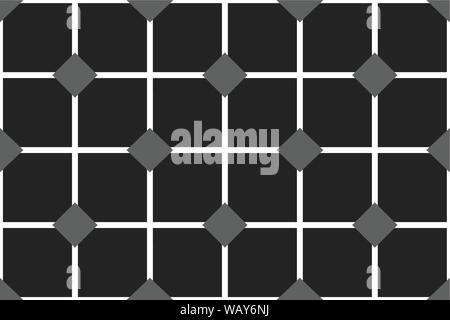 Vector seamless geometric pattern. Shaped black, grey, white, squares, lines and diamonds. Stock Vector