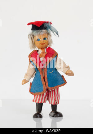 Vintage Articulated Polish Wooden Peg Doll Stock Photo