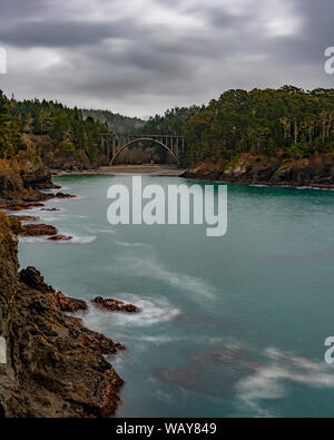 Russian Gulch State Park and Highway 1 Bridge Stock Photo