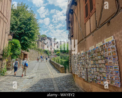 Conques, Midi Pyrenees, France - July 31, 2017: Main street of the pretty medieval village of Conques, France Stock Photo