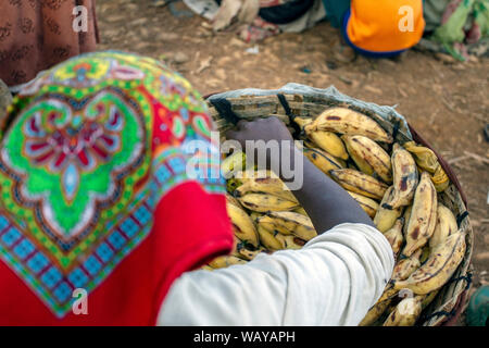 Women selling bananas Chencha market southern Ethiopia Stock Photo