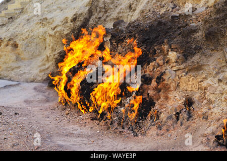 Yanar Dag is the natural fire in Azerbaijan Stock Photo