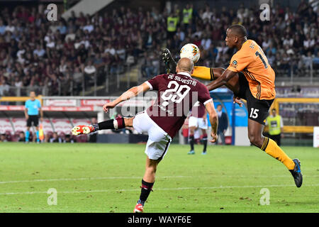 Willy Boly (Wolverhampton Wanderers FC) during the Europa League 2019-20 football match between Torino FC and Wolverhampton Wanderers FC at Stadio Grande Torino on 22th August, 2019 in Turin, Italy.