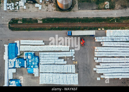 Aerial drone photography of an old industry area. Stock Photo