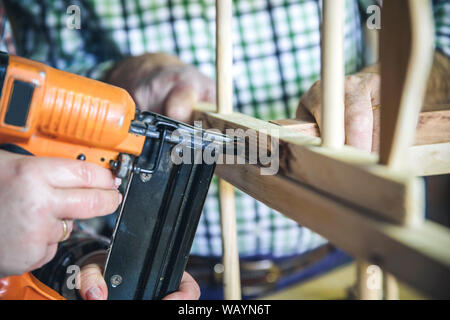 Senior couple in a carpentry Stock Photo